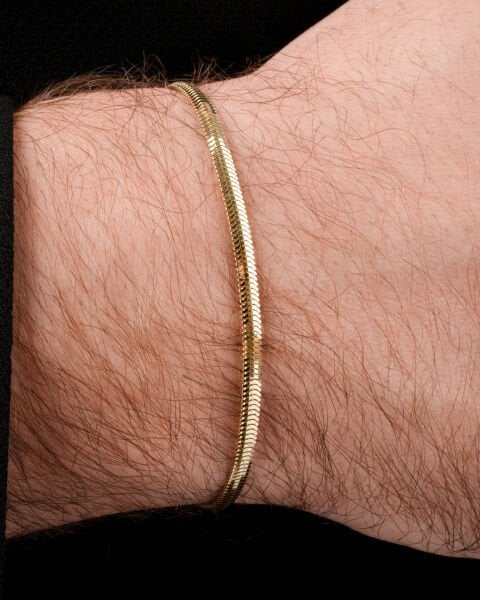 14 Ayar Altın Balık Sırtı Erkek Bileklik