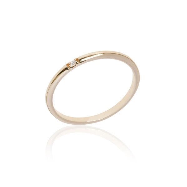 14 Ayar Altın Tek Taş Minimal Yüzük