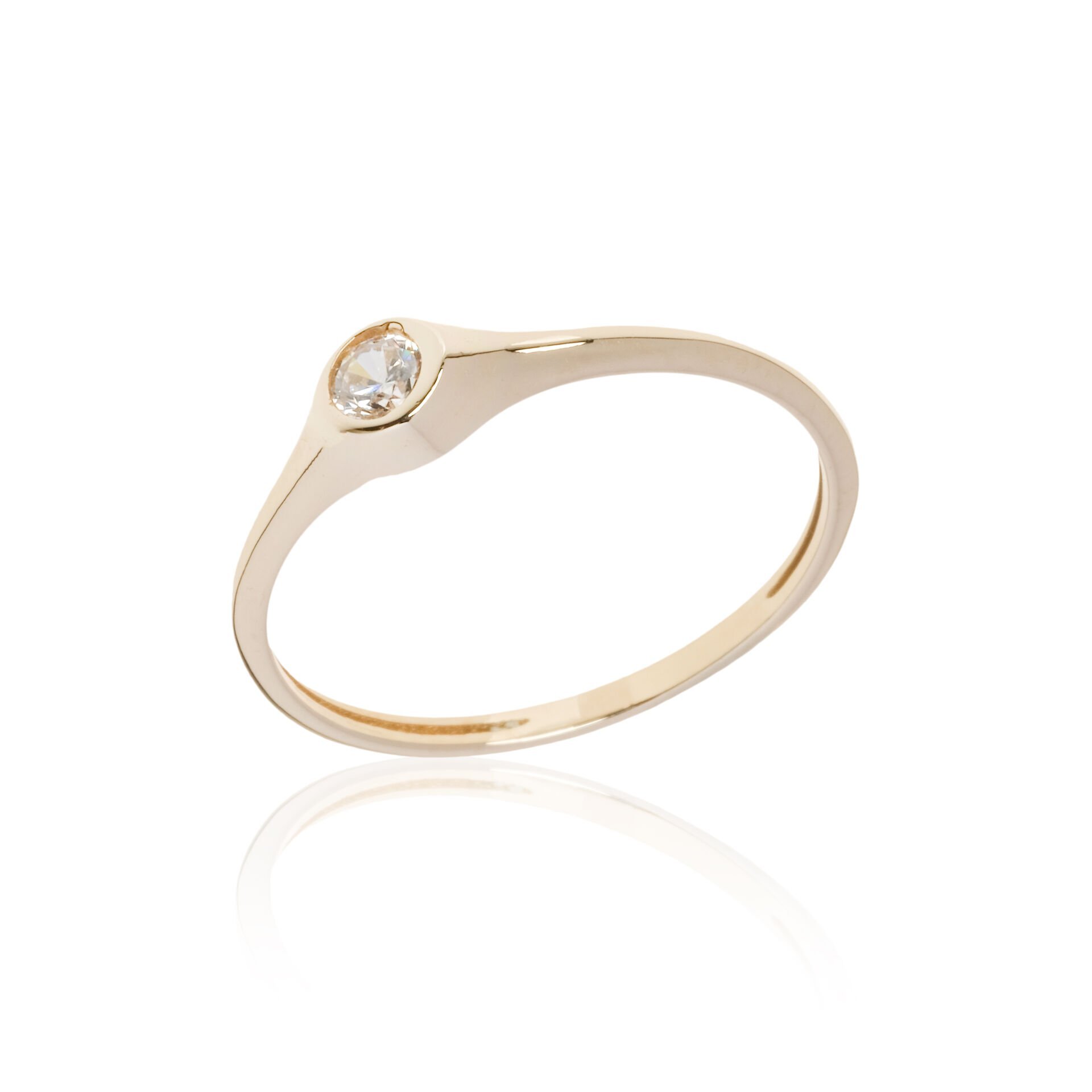 14 Ayar Altın Tek Taş Minimal Yüzük