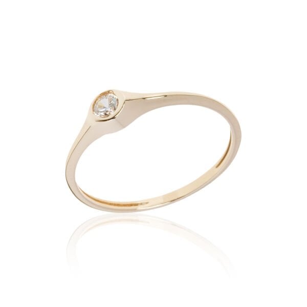 14 Ayar Altın Tektaş Tasarım Yüzük