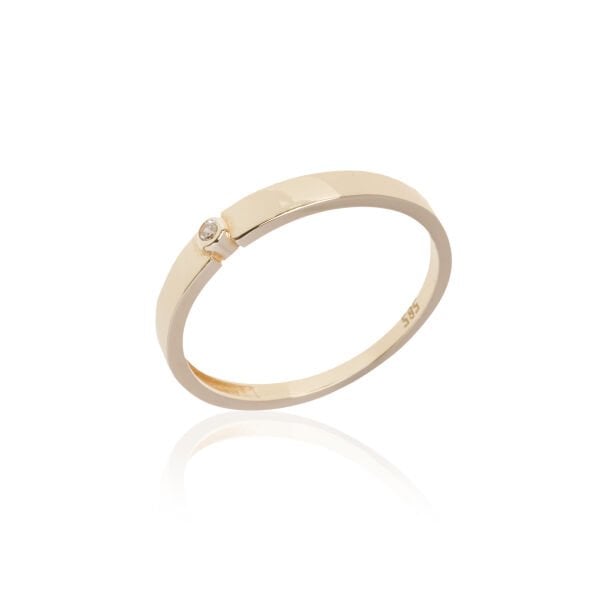 14 Ayar Altın Tektaş Tasarım Yüzük