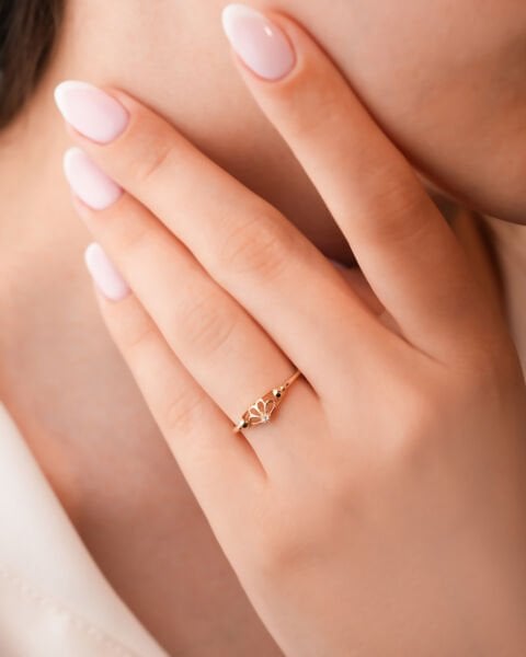 14 Ayar Altın Zarif Taç Yüzük