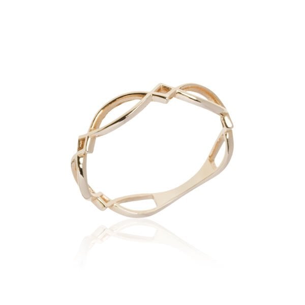 14 Ayar Altın Geometrik Figürlü Zarif Yüzük