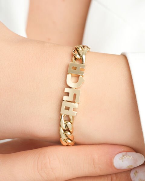 14 Ayar Altın Gurmet Zincir İsim Bileklik – Ayça