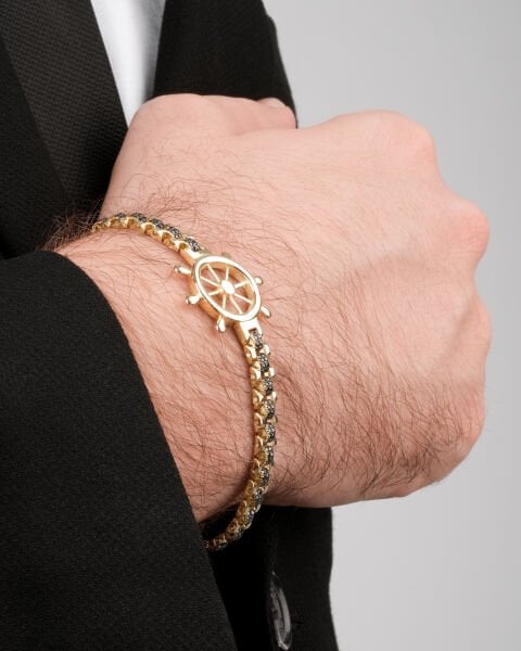 Dümen Figürlü  Altın Erkek Bileklik