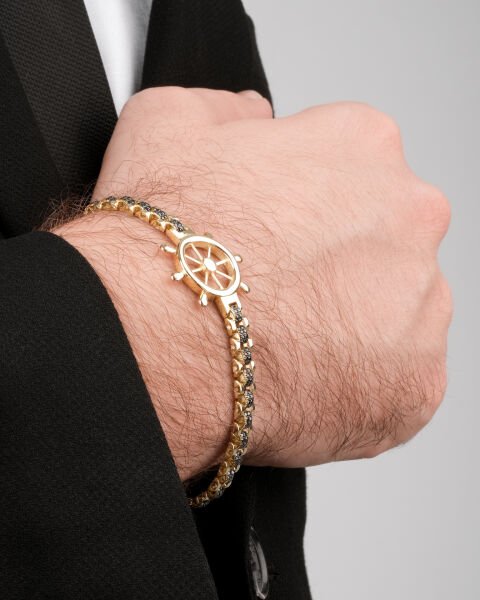 14 Ayar Altın Dümen Figürlü Erkek Bileklik