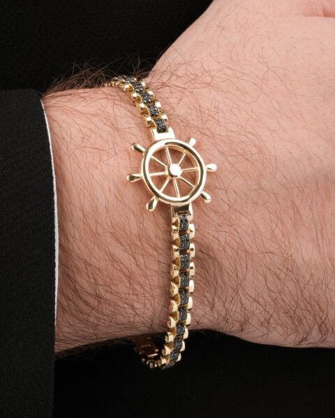 Dümen Figürlü  Altın Erkek Bileklik