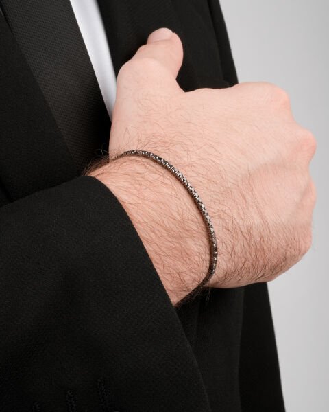 Siyah Pırlanta Su Yolu Erkek Bileklik