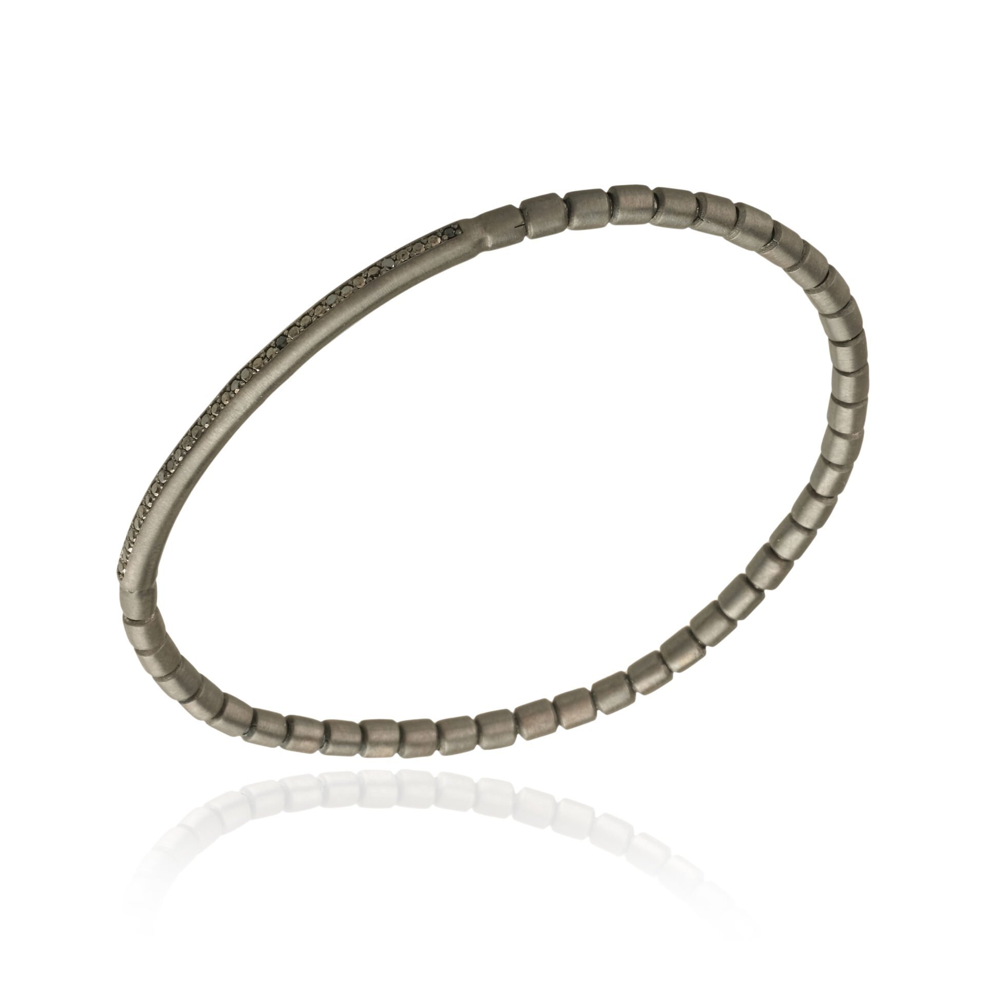 Siyah Pırlanta Taşlı Erkek Bileklik