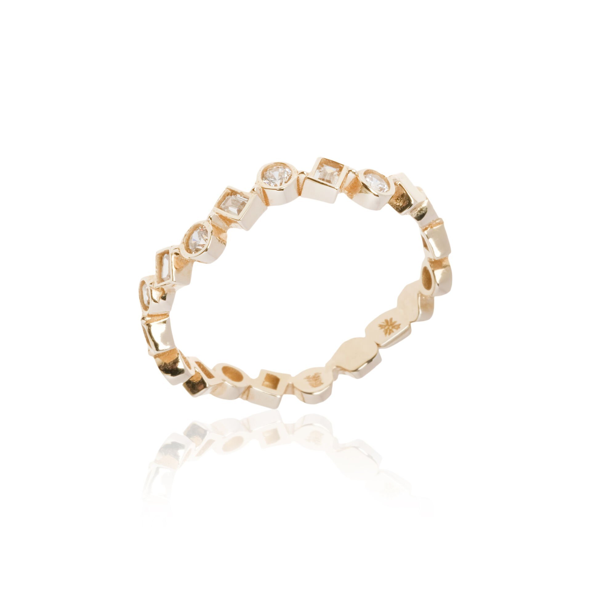 14 Ayar Altın Geometrik Taşlı Yüzük