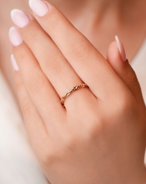 14 Ayar Altın Zincir Yüzük