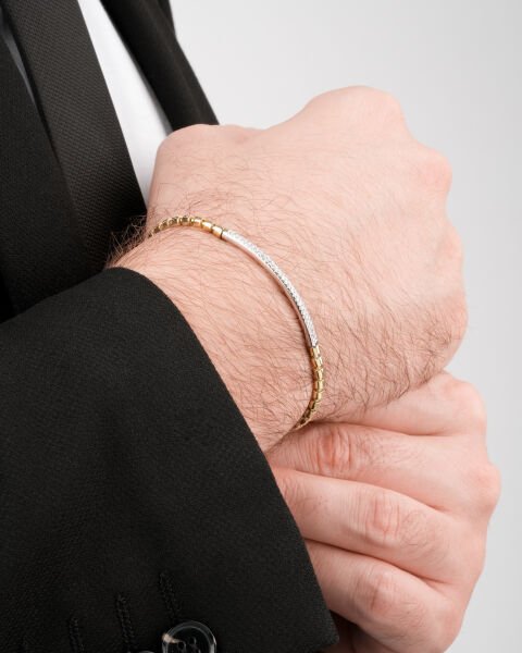 Pırlanta Taşlı Tasarım Erkek Bileklik