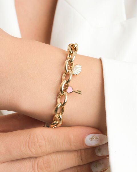 14 Ayar Altın Mineli Charm Bileklik