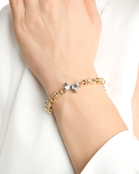 14 Ayar Altın Taşlı Fiyonk Bileklik