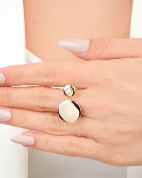 14 Ayar Altın Cetaş Eterna Zirkon Taşlı Tasarım Yüzük