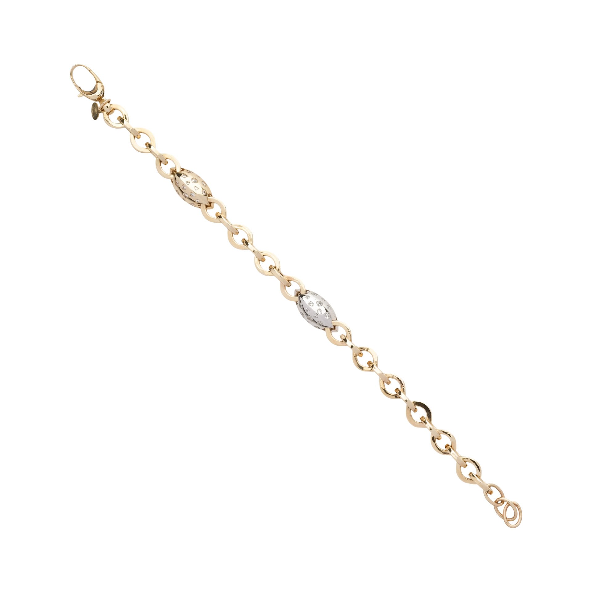 14 Ayar Altın Taşlı Çift Renk Tasarım Bileklik