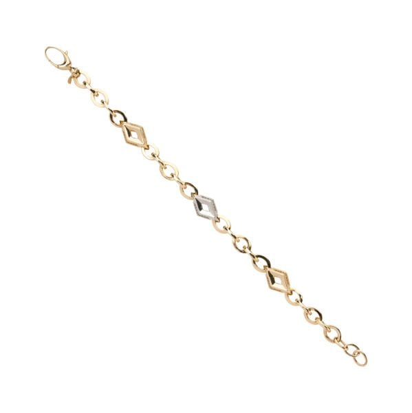 14 Ayar Altın Çift Renk Taşlı Tasarım Bileklik