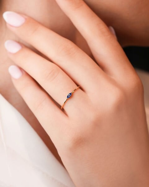 14 Ayar Altın Nazar Mineli Yüzük