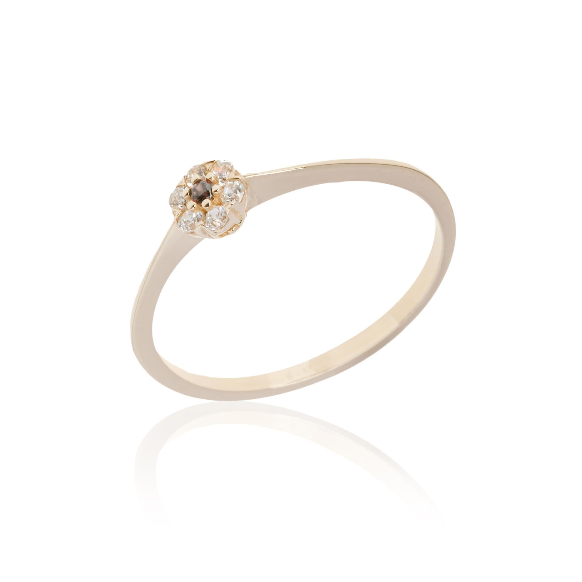 14 Ayar Altın Taşlı Çiçek Yüzük