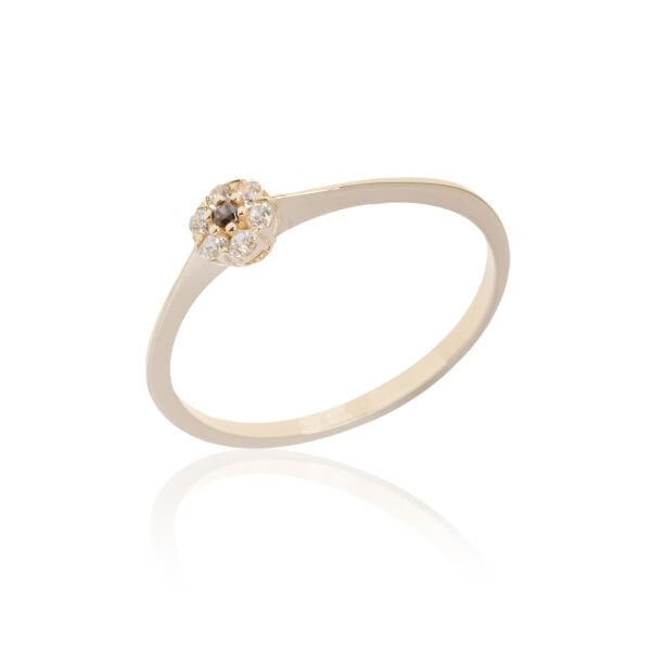 14 Ayar Altın Tek Taş Görünümlü Zarif Yüzük