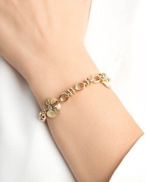 14 Ayar Güneş ve Kutup Yıldızı Figürlü Taşlı Altın Bileklik