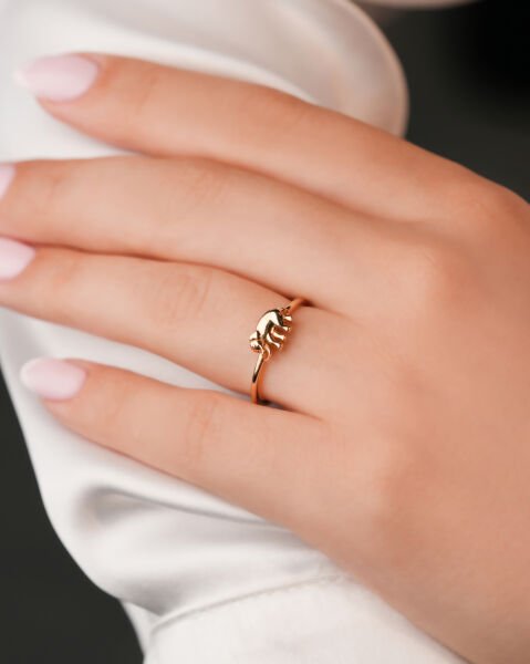 14 Ayar Altın Fil Figürlü Yüzük