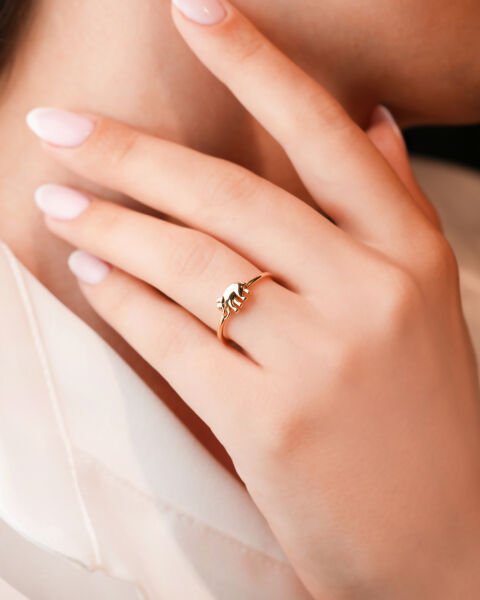 14 Ayar Altın Fil Figürlü Yüzük