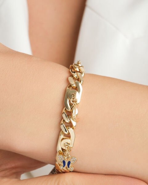 14 Ayar Altın Gurmet Zincir Charm Bileklik