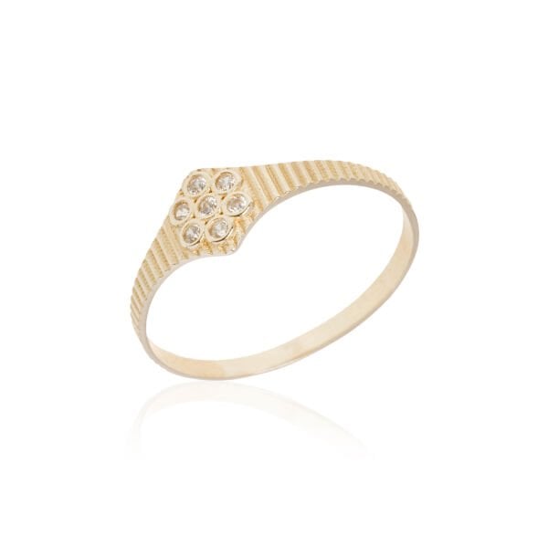 14 Ayar Altın Çiçek Motifli Taşlı Yüzük