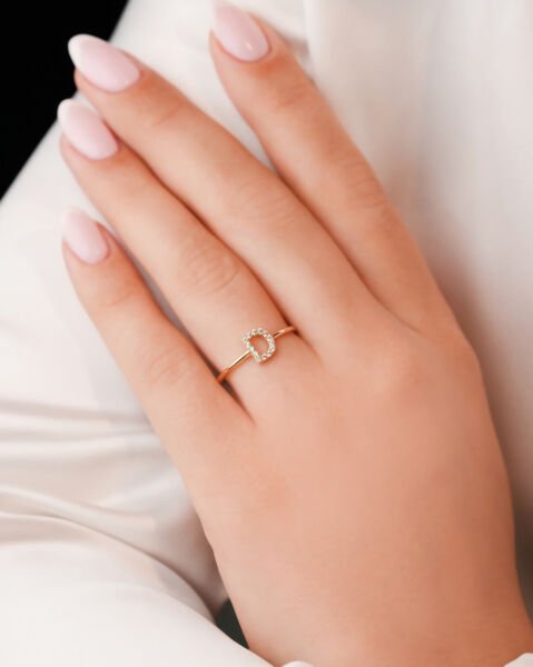 14 Ayar Altın Taşlı D Harfi Yüzük