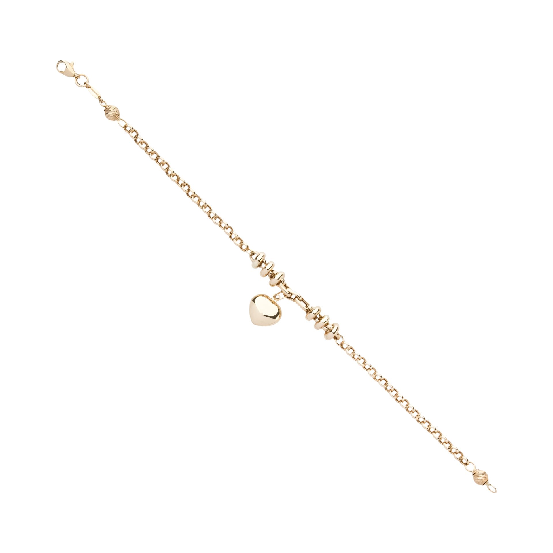 14 Ayar Altın Kalp Charm Bileklik