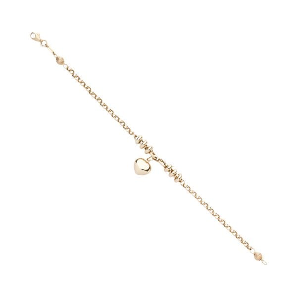 14 Ayar Altın Kalp Charm Bileklik