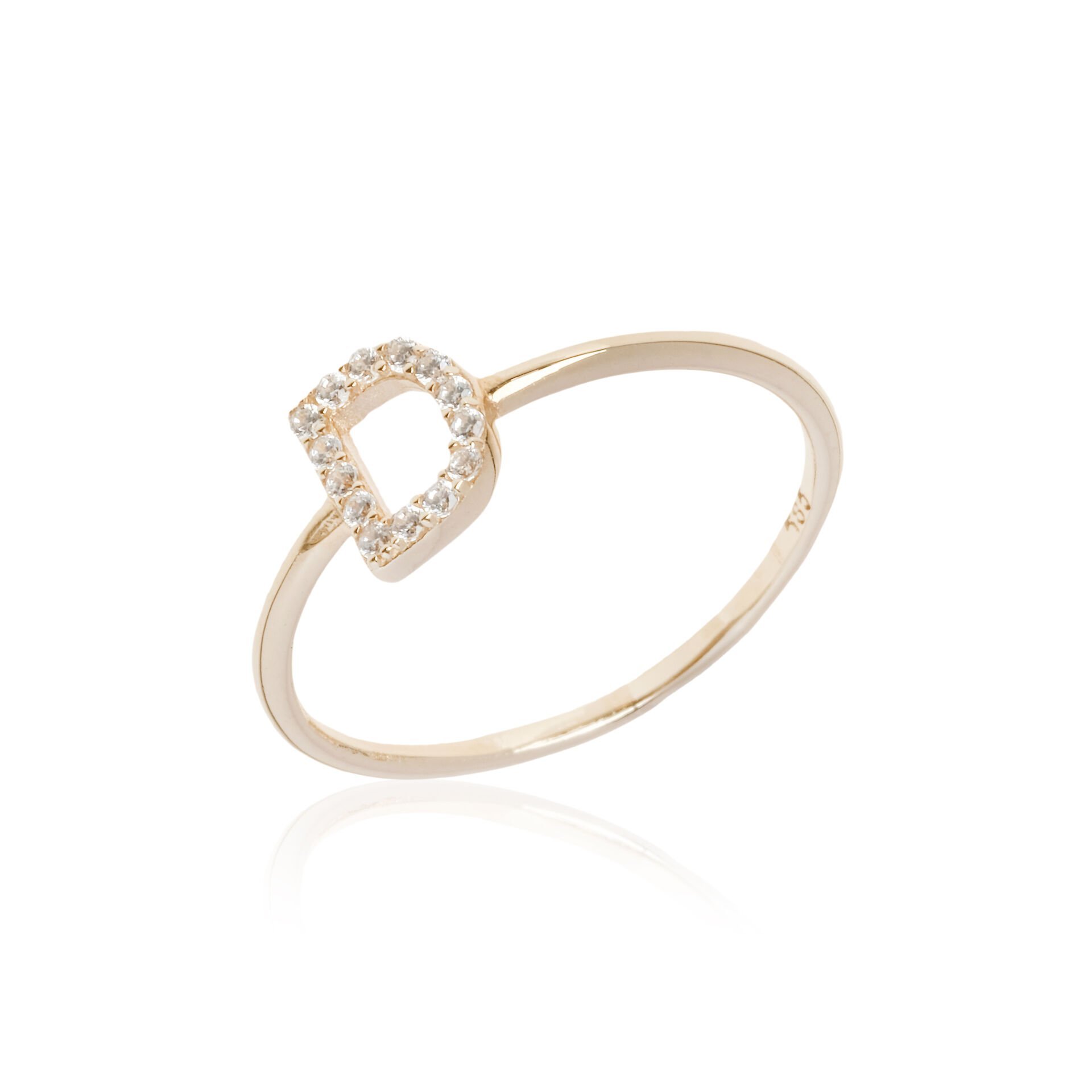 14 Ayar Altın Taşlı D Harfi Yüzük