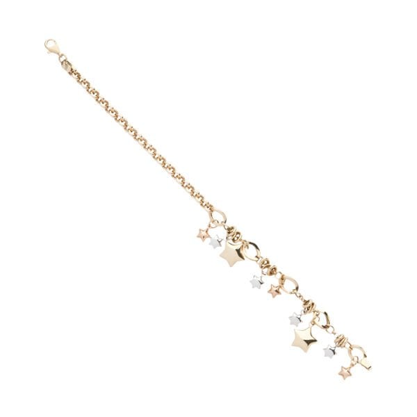 14 Ayar Üç Renk Altın Sallantılı Yıldız Figürlü Bileklik