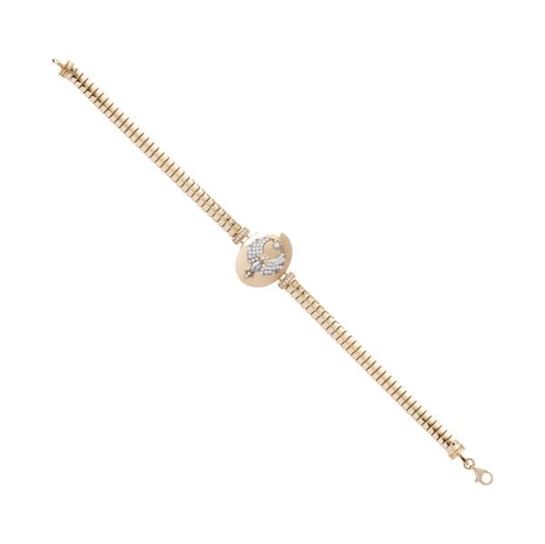 14 Ayar Altın Taşlı Anka Kuşu Bileklik