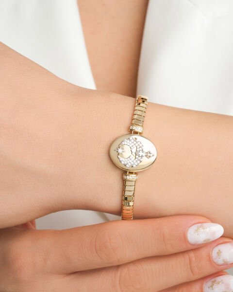 14 Ayar Altın Taşlı Anka Kuşu Bileklik