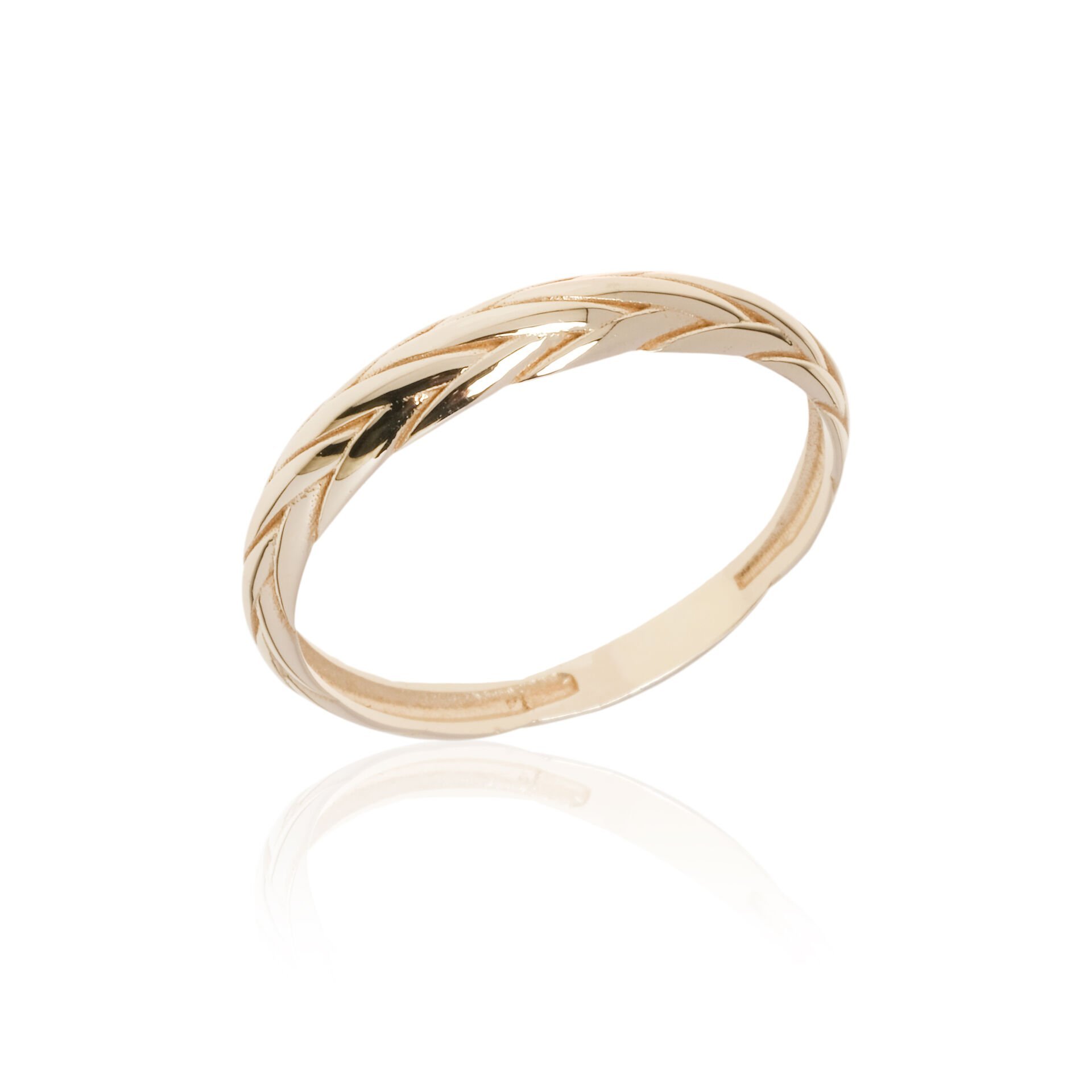 14 Ayar Altın Örgü Desenli Yüzük