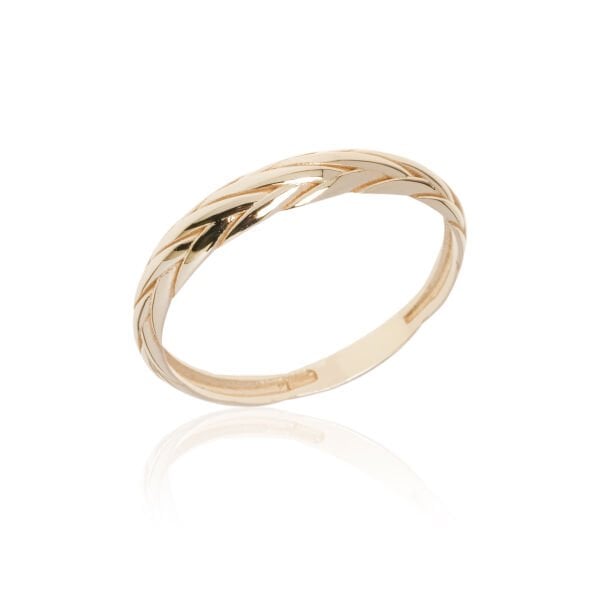 14 Ayar Altın Örgü Desenli Yüzük