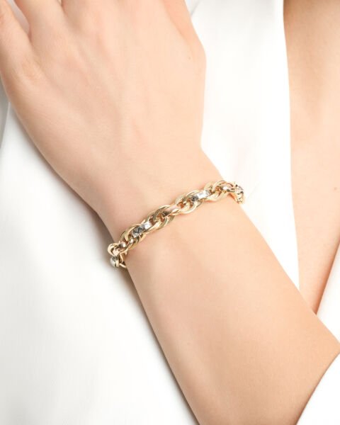 14 Ayar Altın Üç Renk Hallow Bileklik