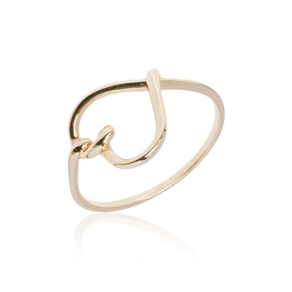 14 Ayar Altın Kalp Figürlü Minimal Yüzük