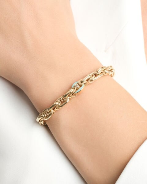 EMA 14 Ayar Taşlı ve Mavi Mineli Altın Bileklik