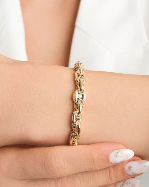 EMA 14 Ayar Altın Mavi Mineli Burgu Bileklik