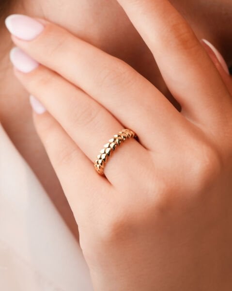 14 Ayar Altın Yaprak Form Yüzük