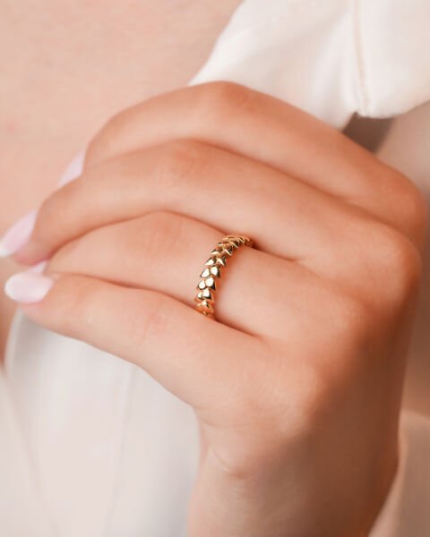 Yaprak Figürlü 14 Ayar Altın Yüzük