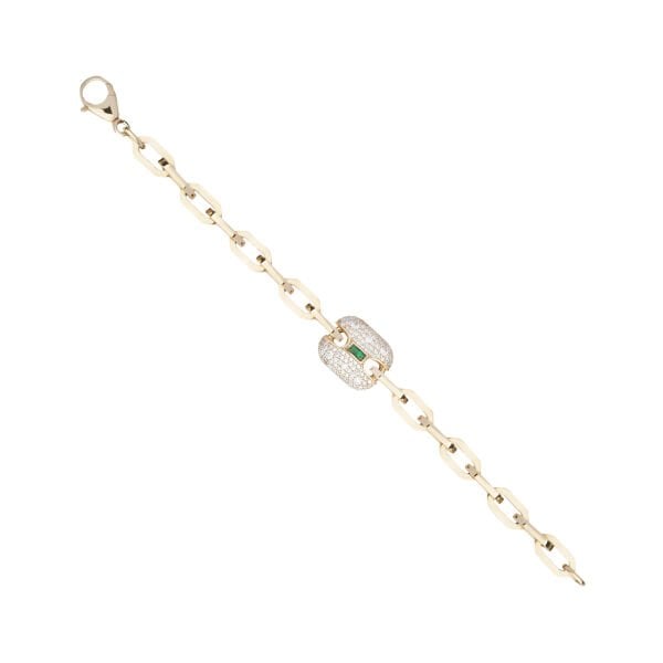 Ema 14 Ayar Altın Zümrüt Taşlı Tasarım Bileklik