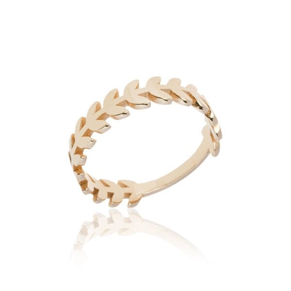 14 Ayar Altın Yaprak Form Yüzük