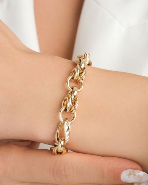 Cetaş Olivia 14 ayar altın Beyaz Mineli Altın Bileklik