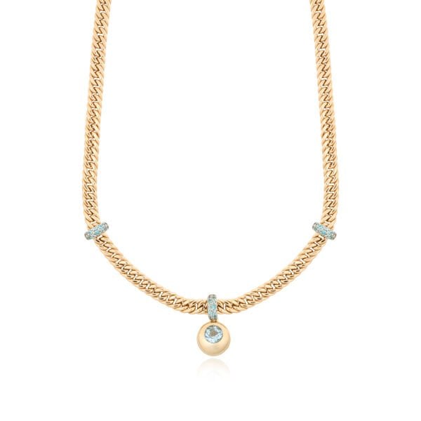 14 Ayar Altın Cetaş  Aquamarine Taşlı Set (Kolye-Bileklik)