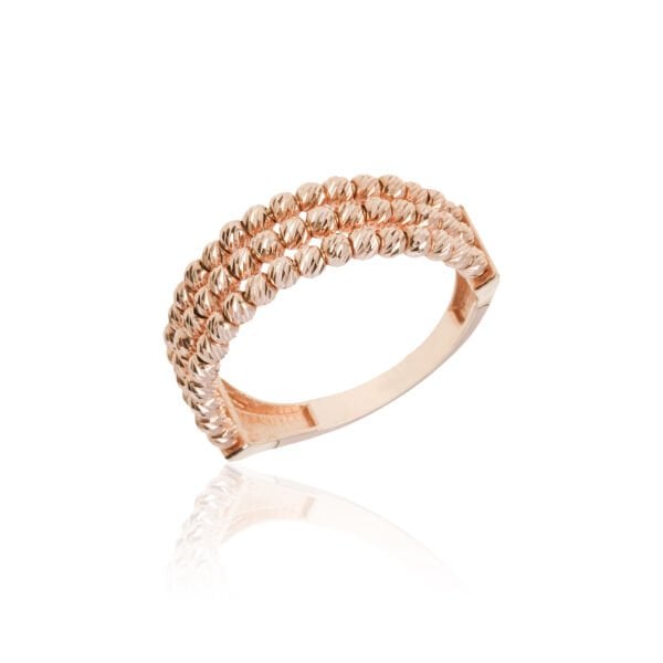 14 Ayar Rose Altın Üç Sıra Dorika Toplu Yüzük