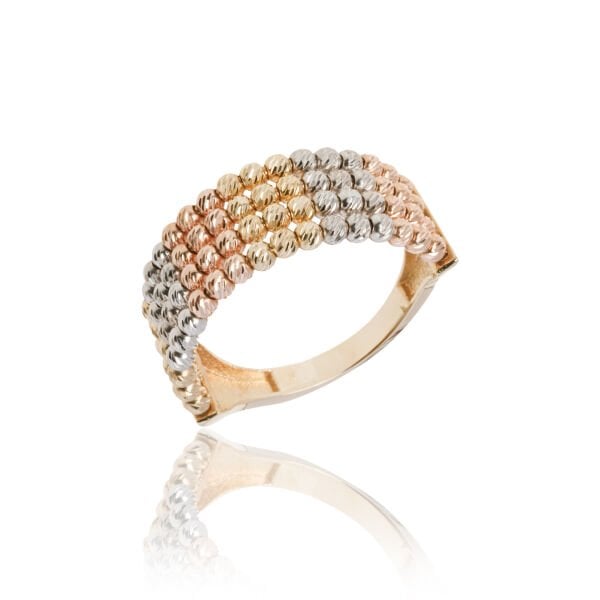 14 Ayar Altın Üç Renk Dorika Toplu Yüzük